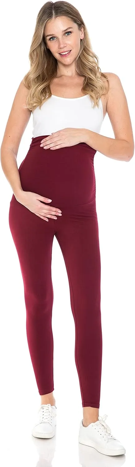 Leggings Depot Women's Maternity Leggings Over The Belly Pregnancy Casual Yoga Tights