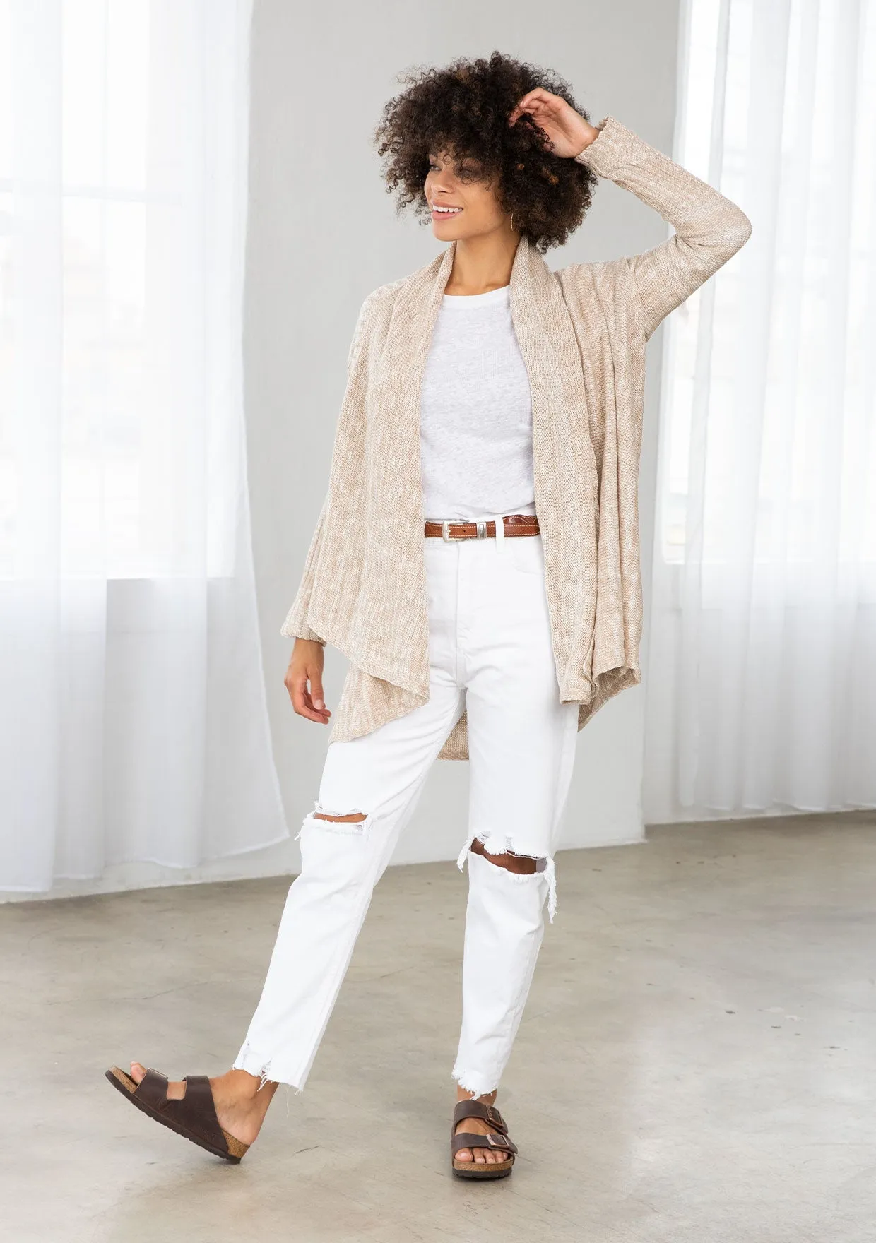 Light Woven Long Flowy Cardigan
