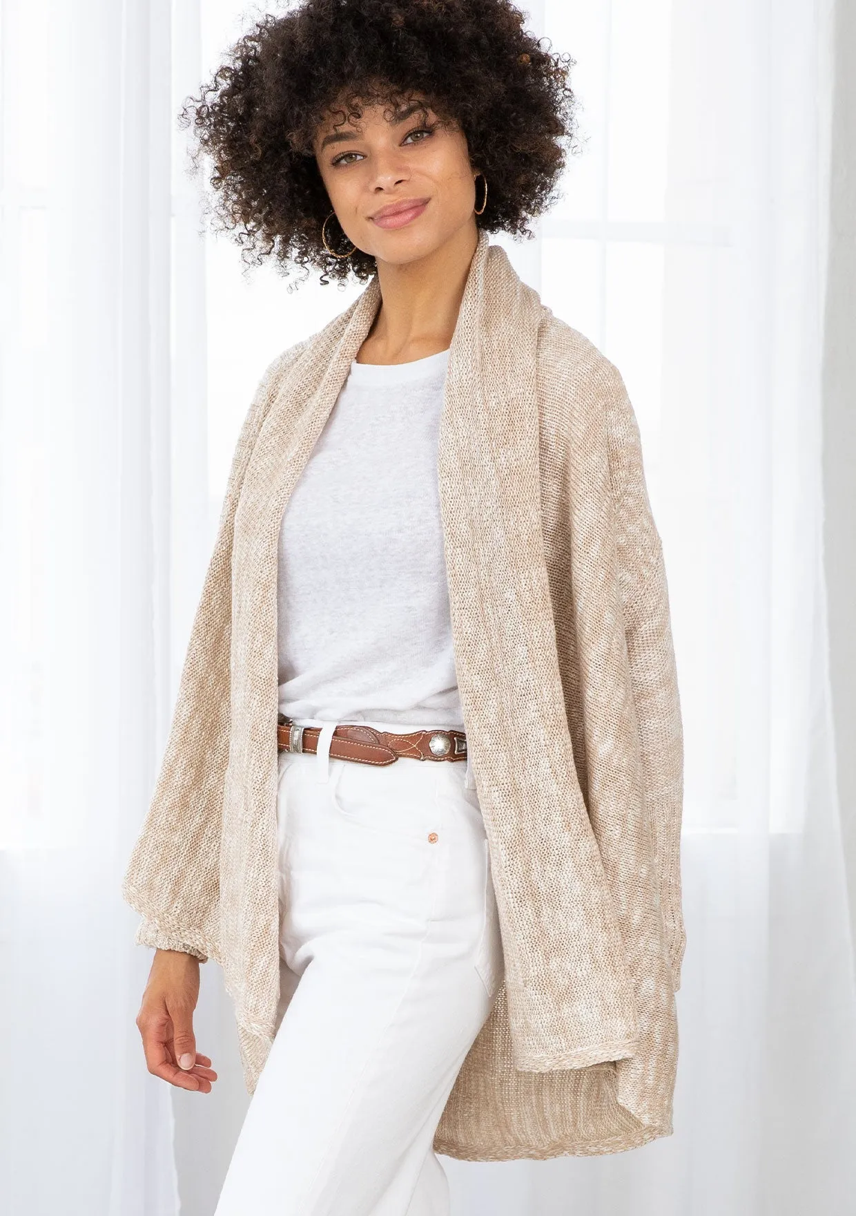 Light Woven Long Flowy Cardigan