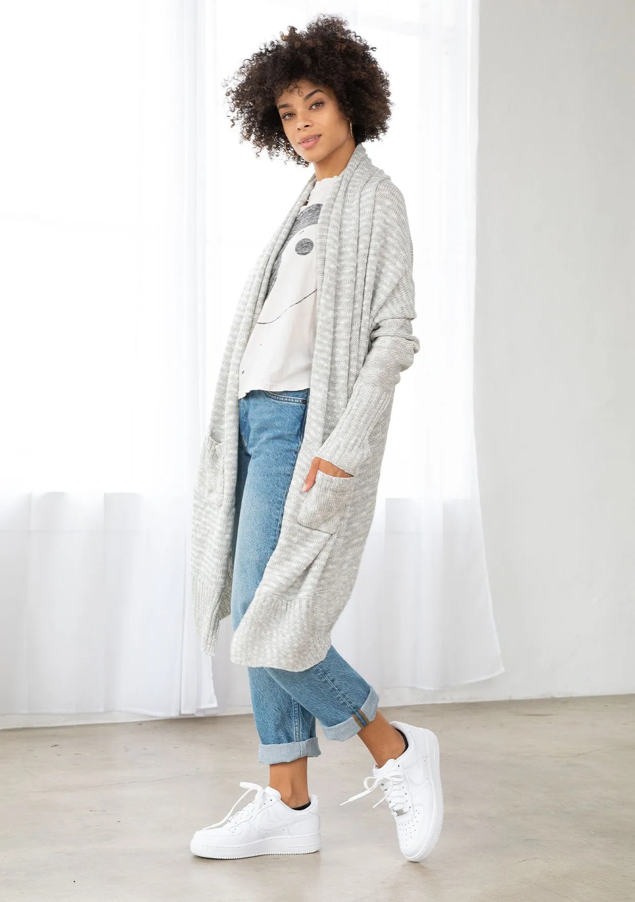 Light Woven Long Flowy Cardigan