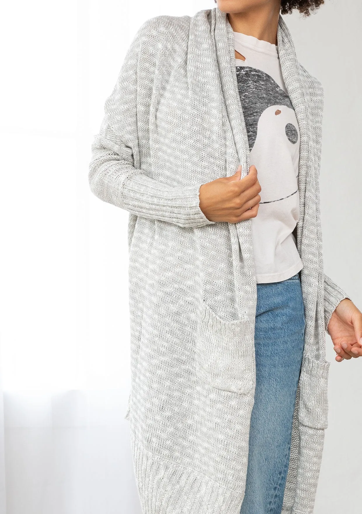 Light Woven Long Flowy Cardigan