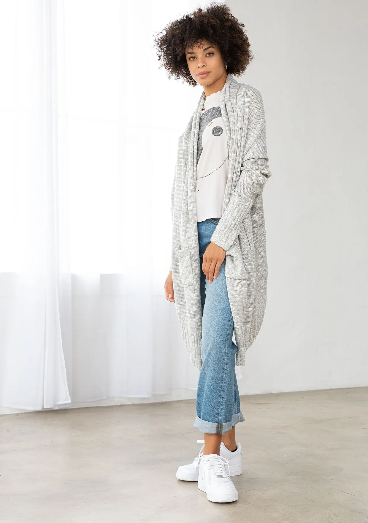 Light Woven Long Flowy Cardigan
