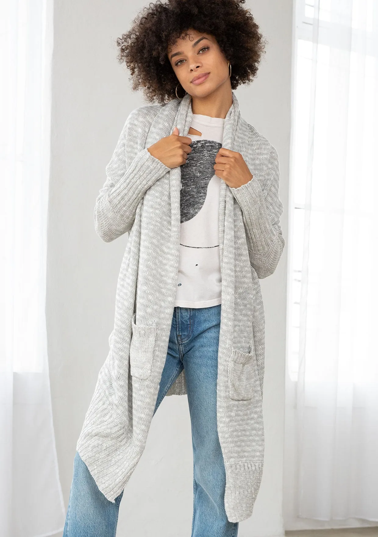Light Woven Long Flowy Cardigan