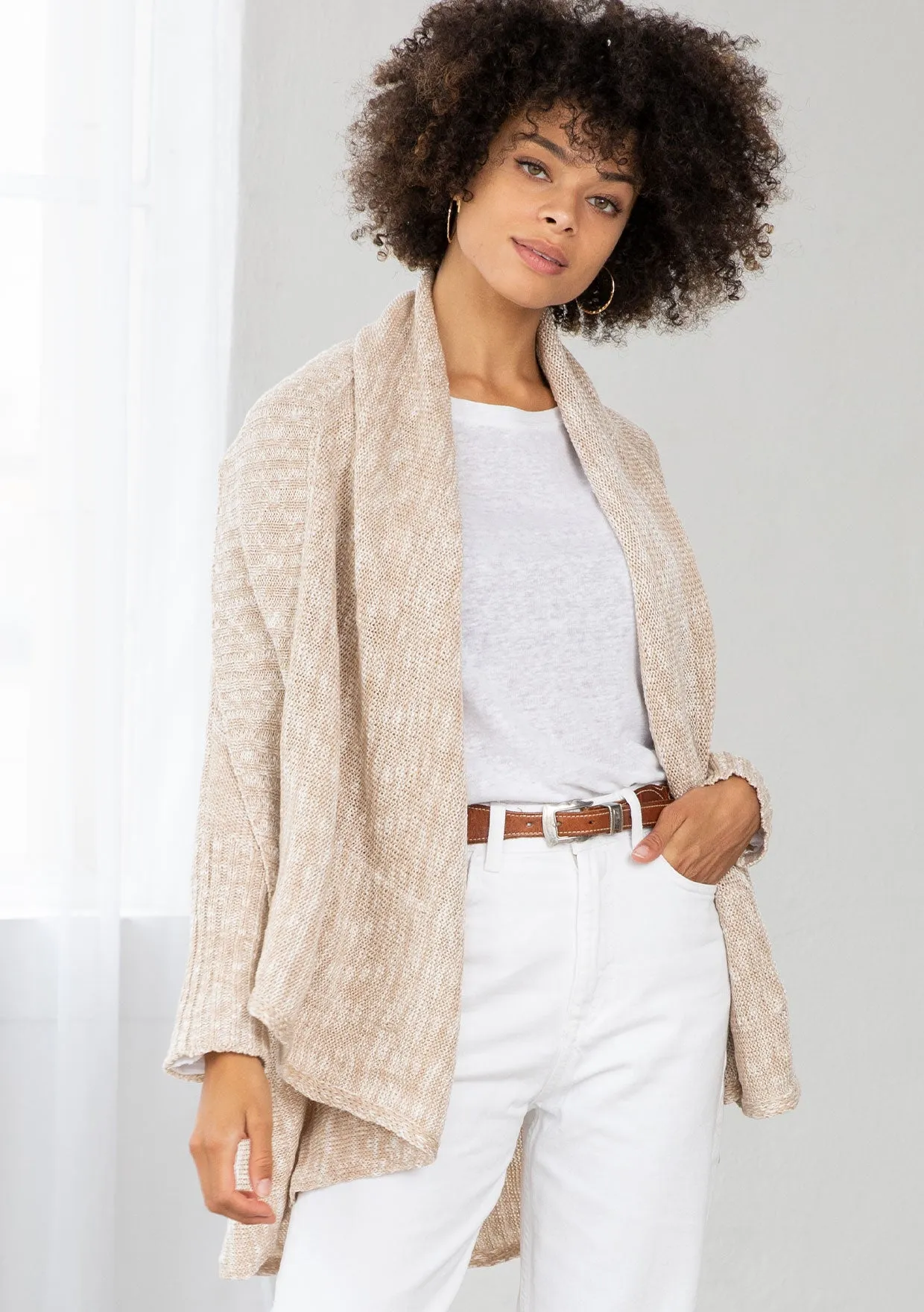 Light Woven Long Flowy Cardigan