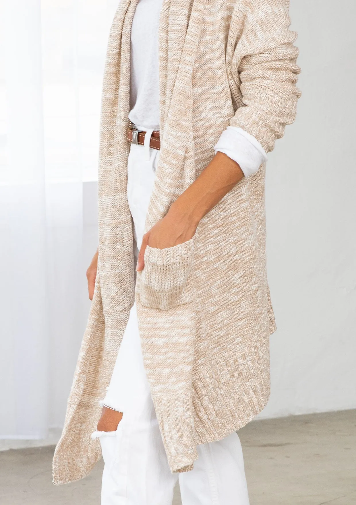Light Woven Long Flowy Cardigan