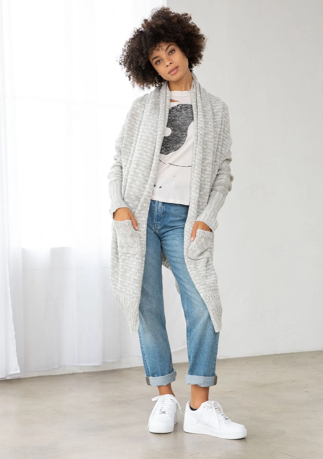 Light Woven Long Flowy Cardigan