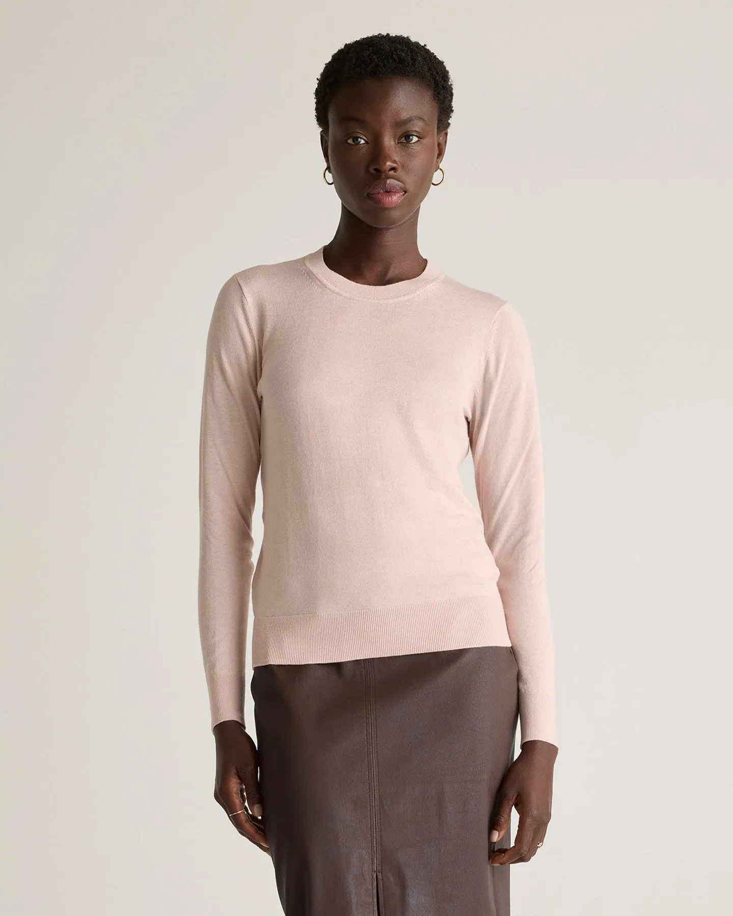 Lightweight Cotton Cashmere Crew Sweater