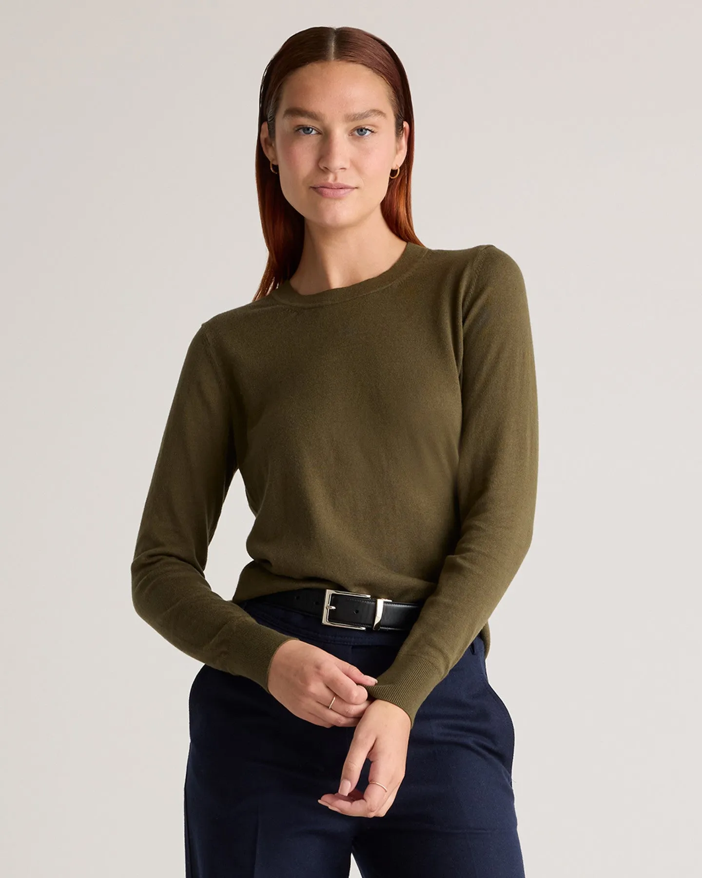 Lightweight Cotton Cashmere Crew Sweater