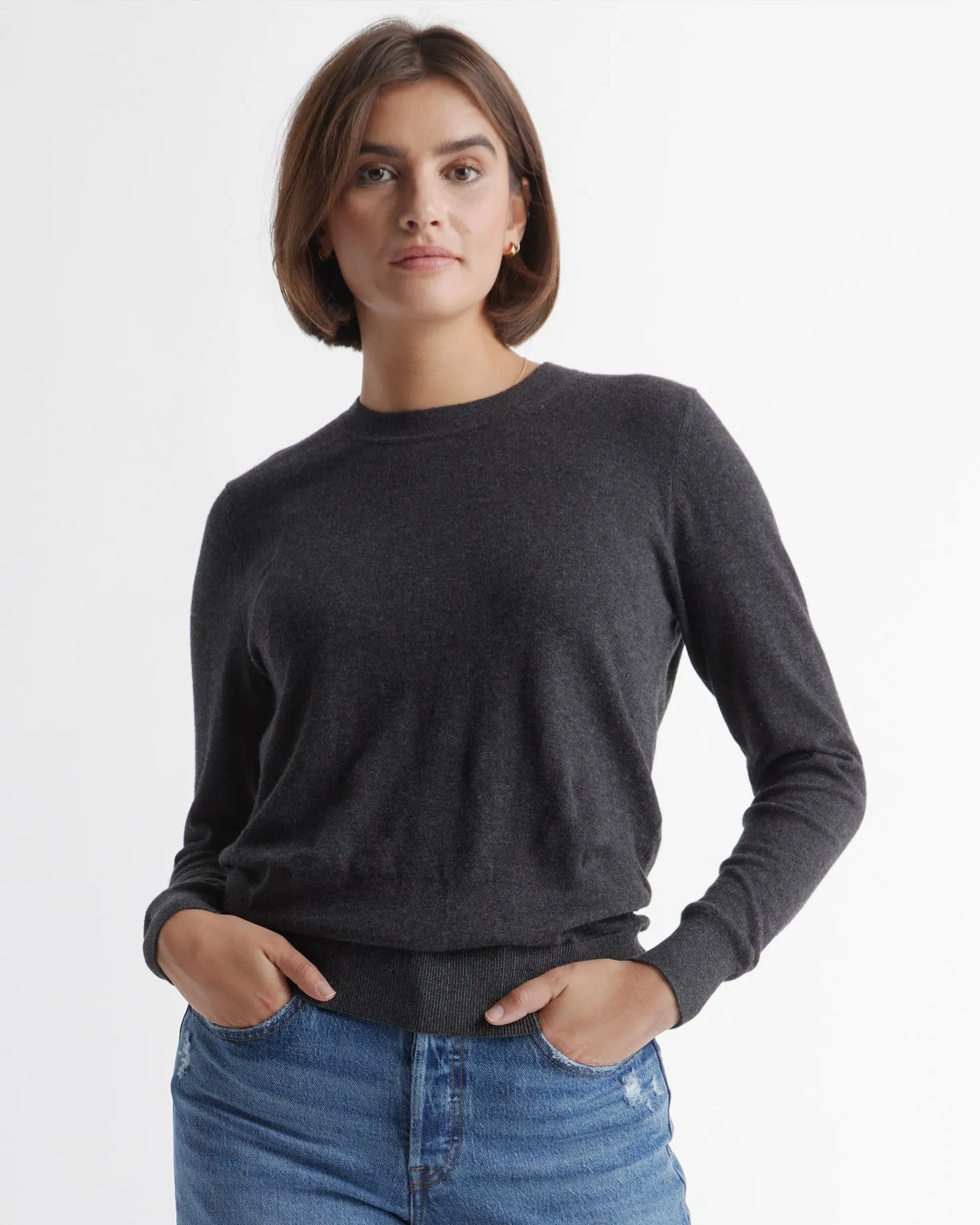 Lightweight Cotton Cashmere Crew Sweater