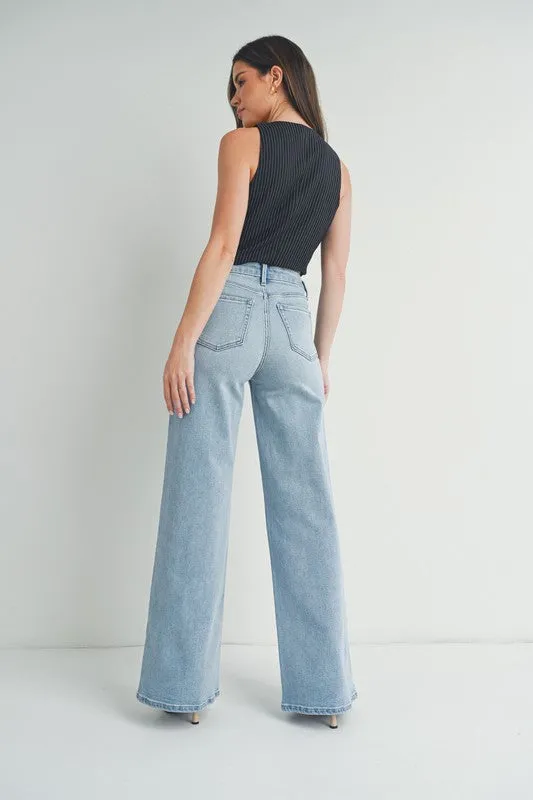 Lilly High Rise Wide Leg Jeans Light Wash