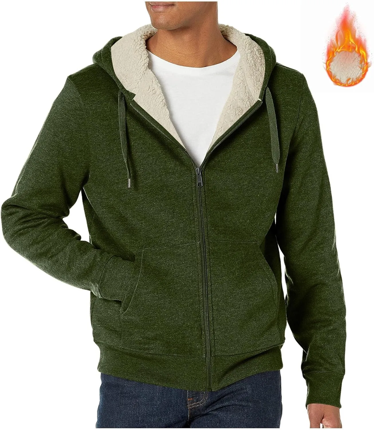 Long Sleeve Coat Men Full Zip Hoodie Jacket Plus Size Outdoor Outwear Casual Cardigan Fashion Blouse Warm Outwear