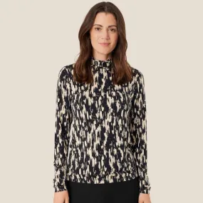 Masai Brooklyn Jersey Top In Black Mottled Print