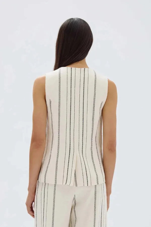 Matera Stripe Vest Cream / Black