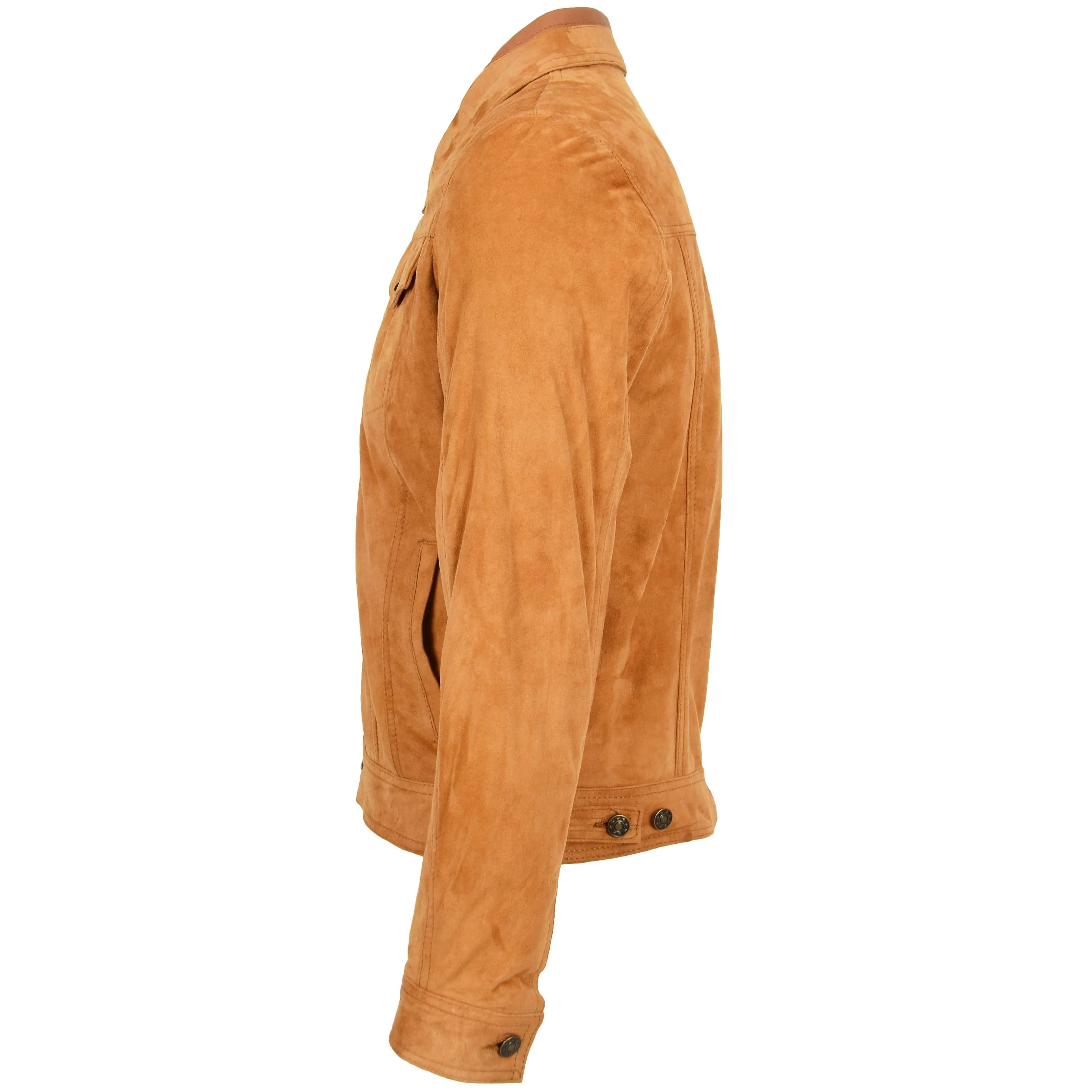 Mens Real Suede Trucker Harrington Jacket Daryl Tan