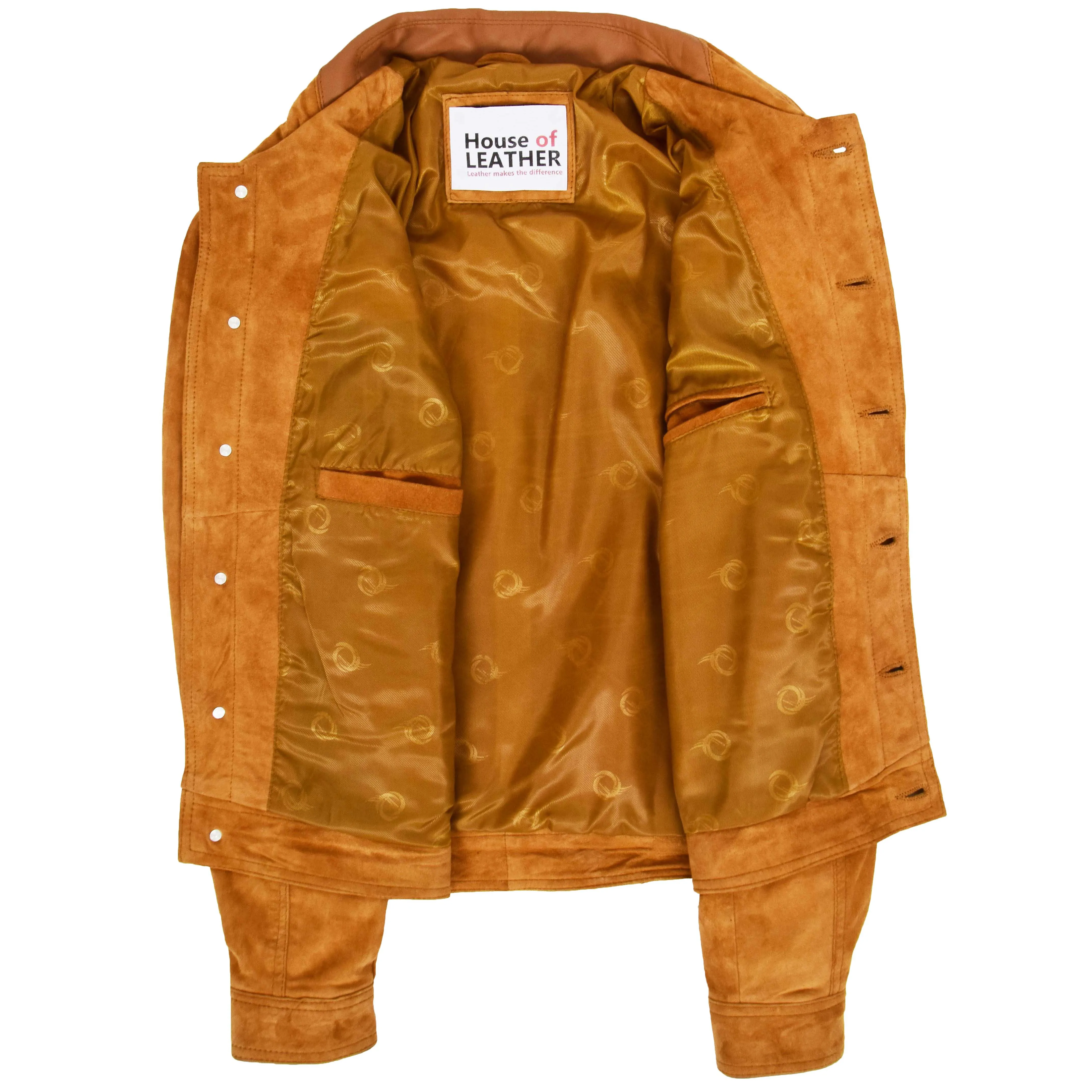 Mens Real Suede Trucker Harrington Jacket Daryl Tan