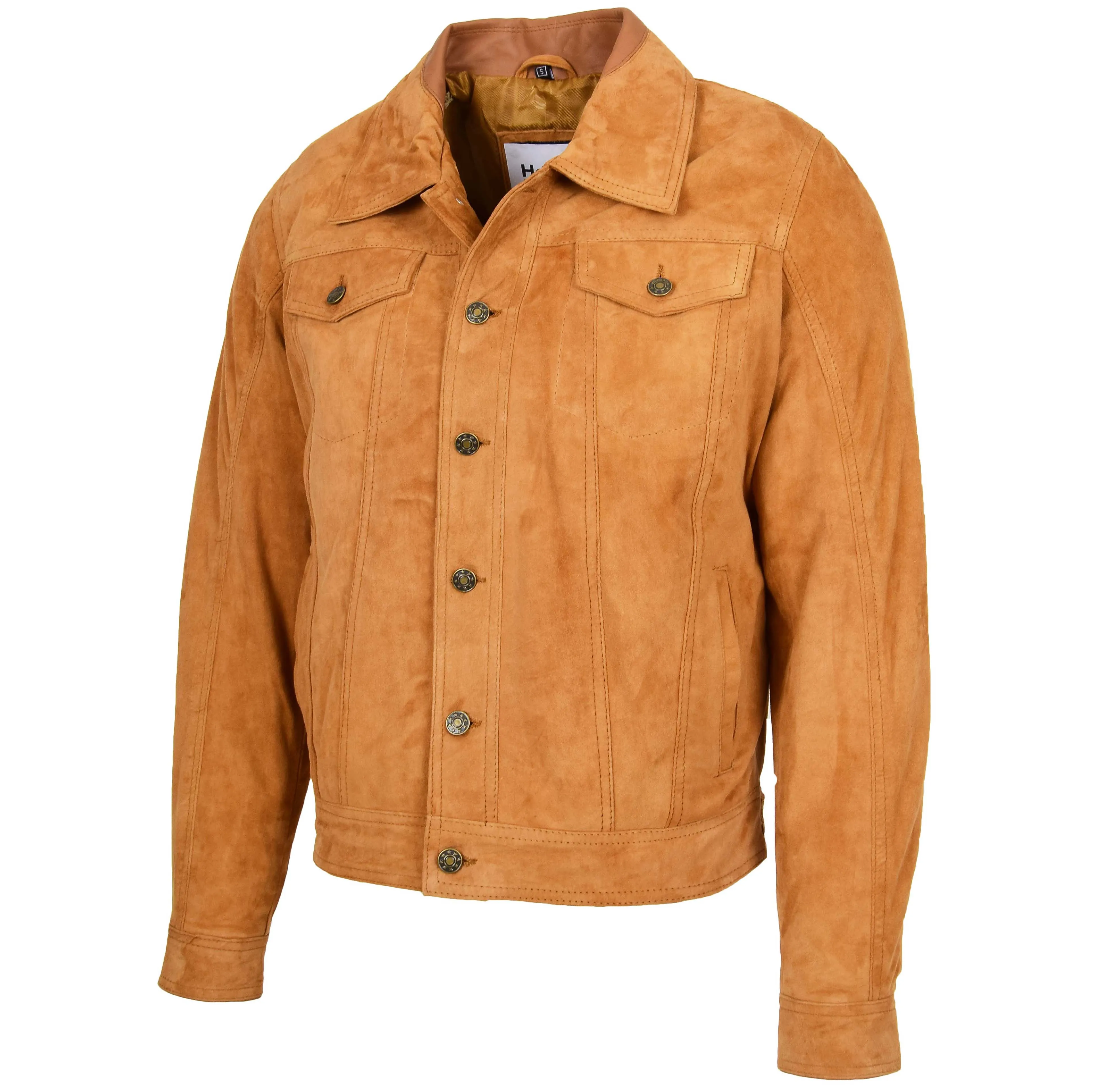 Mens Real Suede Trucker Harrington Jacket Daryl Tan