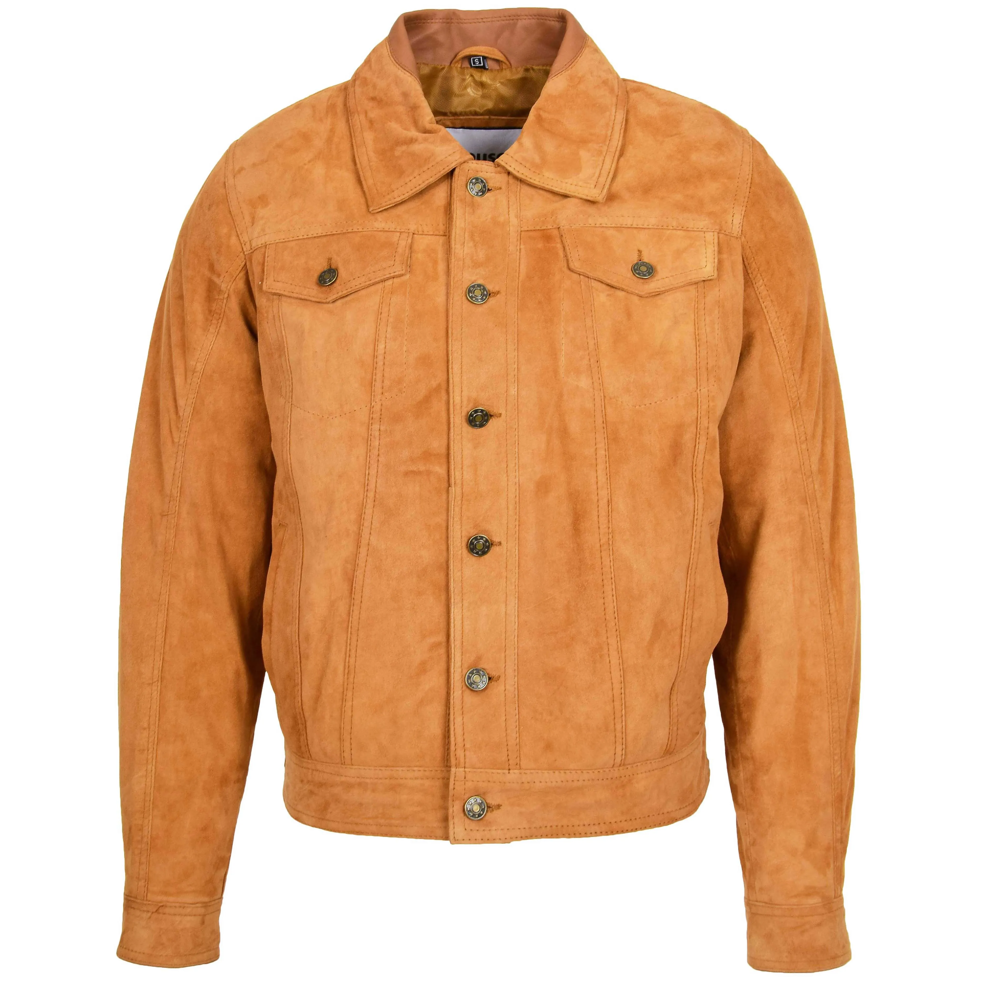 Mens Real Suede Trucker Harrington Jacket Daryl Tan