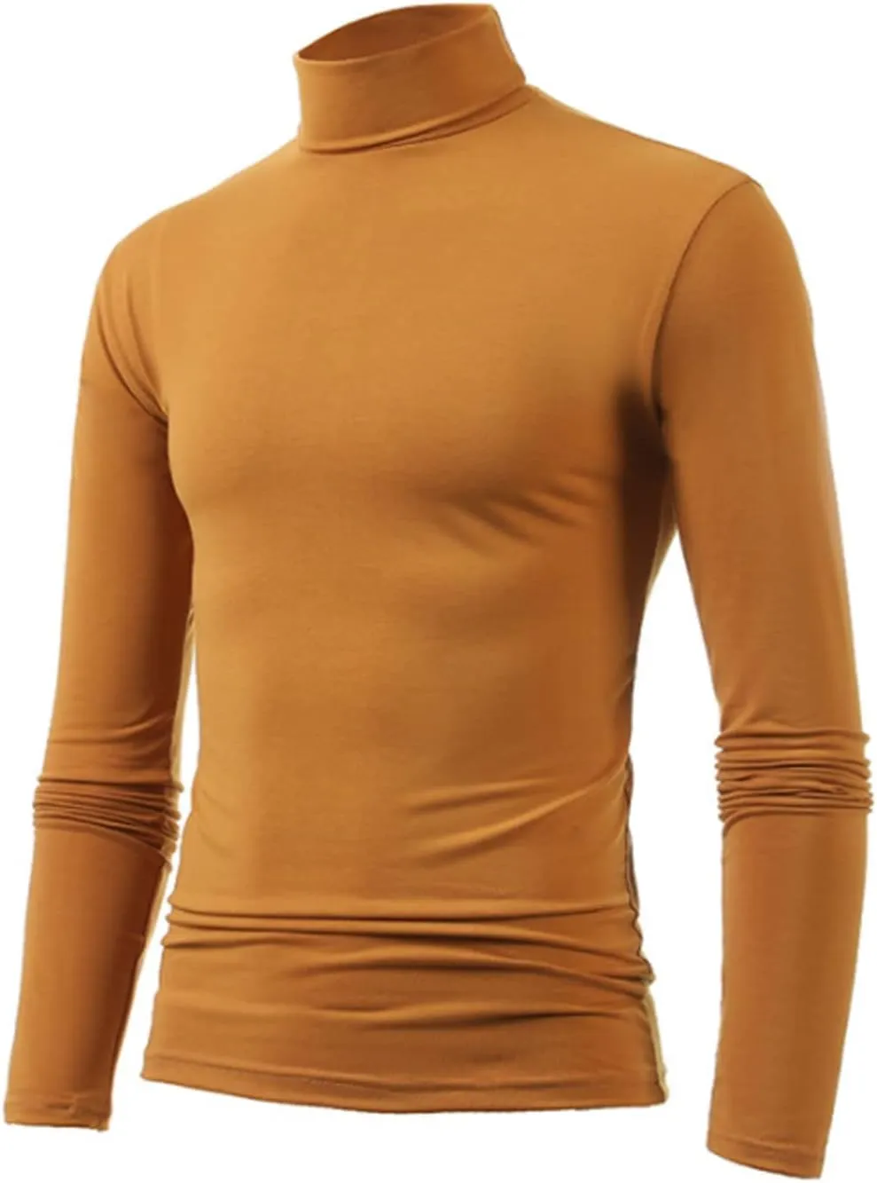 Men's Turtleneck Top Slim Fit Solid Base Thin Sweater Casual Long Sleeve Underwear Tops Male Cozy Blouse T-Shirt