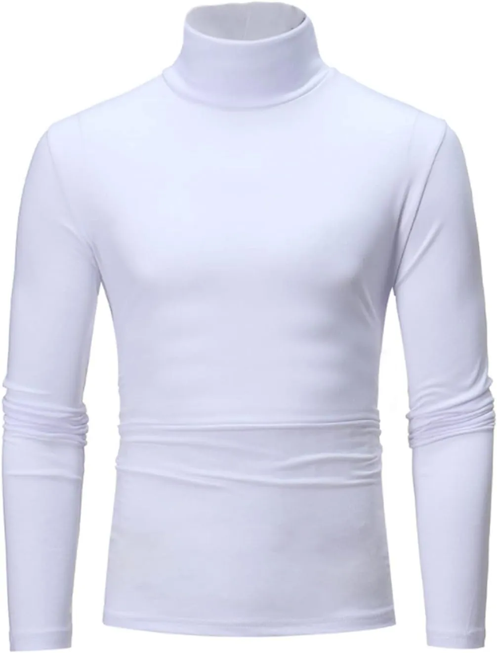 Men's Turtleneck Top Slim Fit Solid Base Thin Sweater Casual Long Sleeve Underwear Tops Male Cozy Blouse T-Shirt