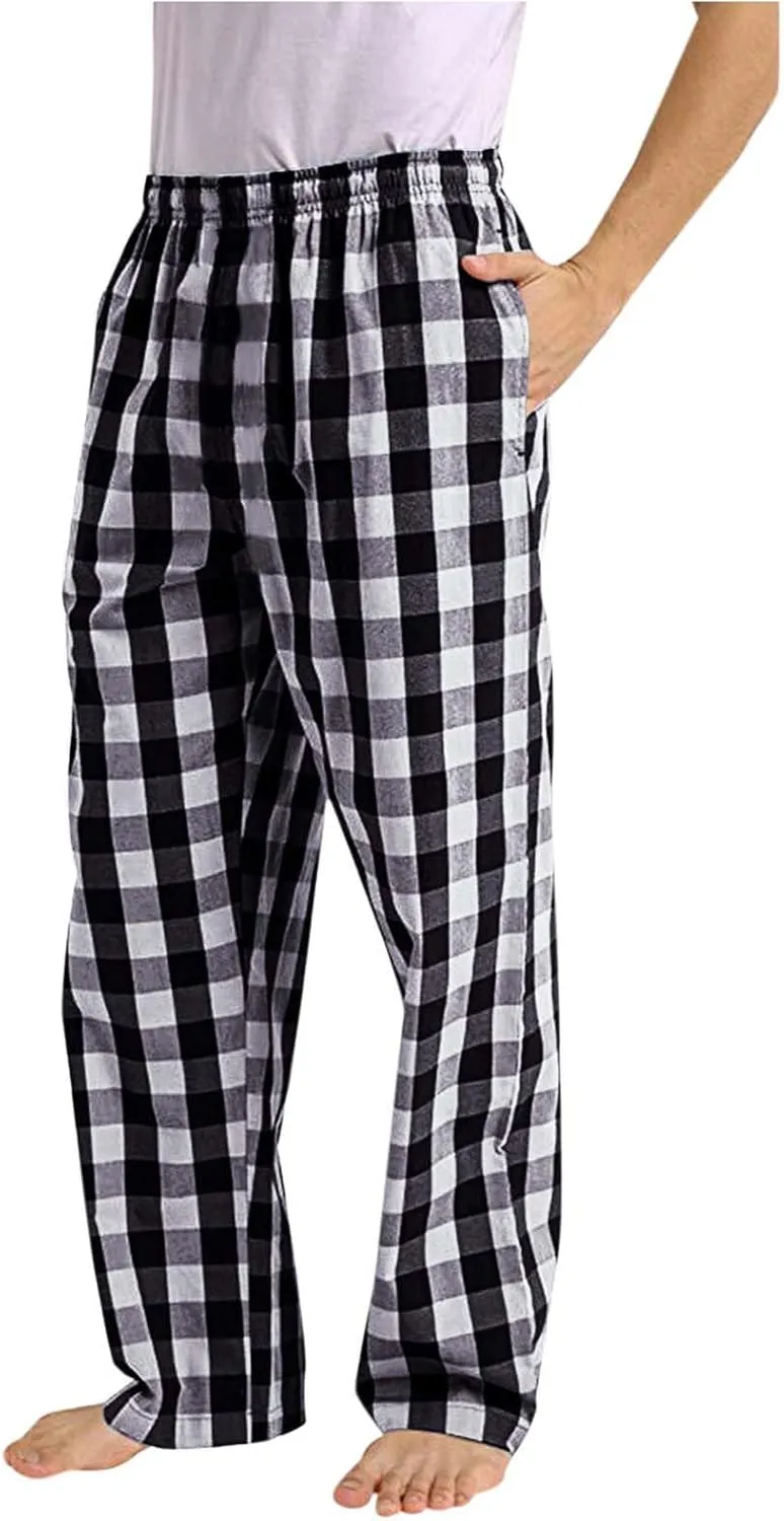 Mens Womens Plaid Pajama Pants Unisex Sleep Lounge Pants Soft PJ Bottoms Plaid Pajama Sweatpants with Pockets