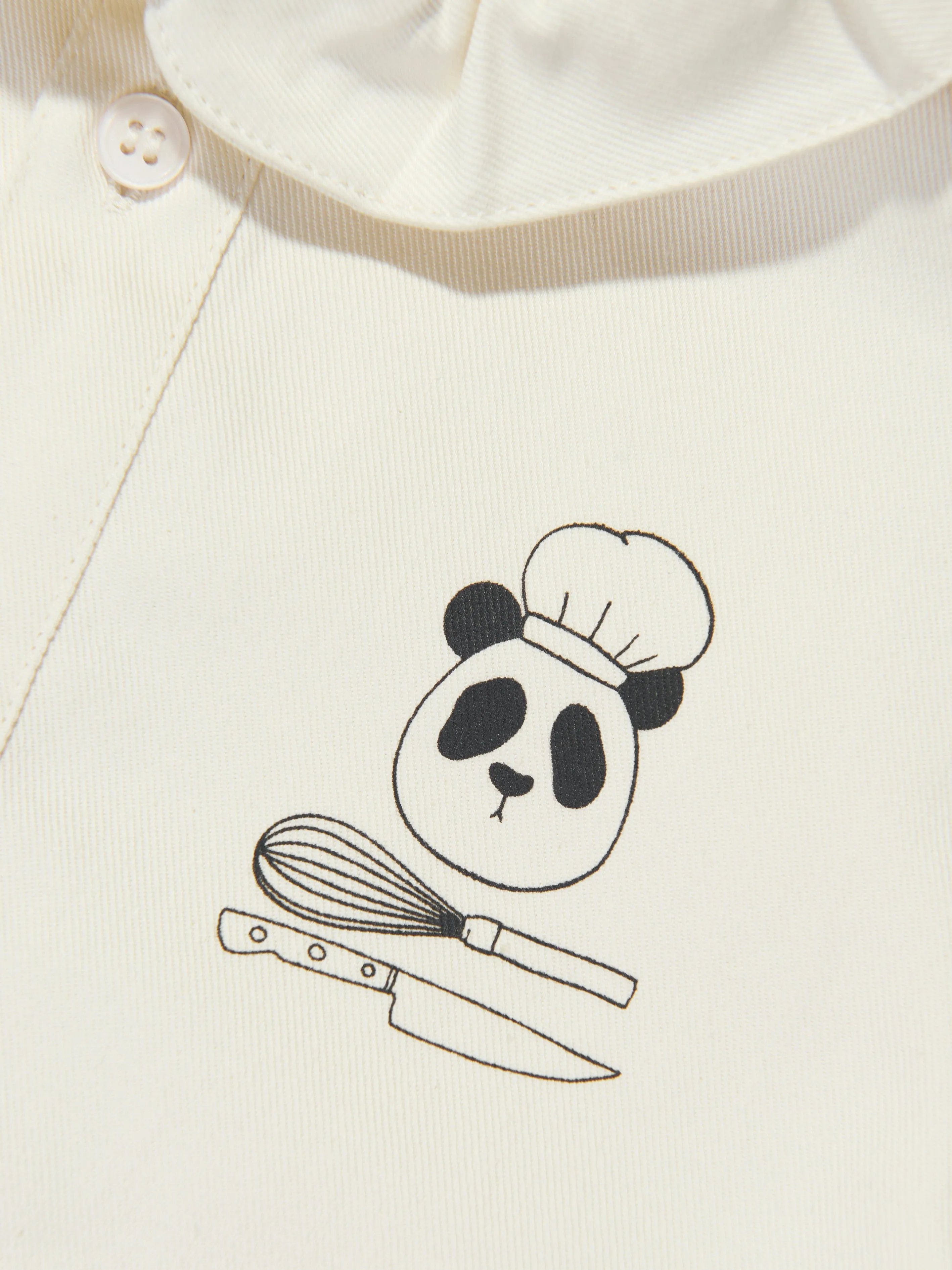 Mini Rodini Girls Chef Panda Woven Blouse in White