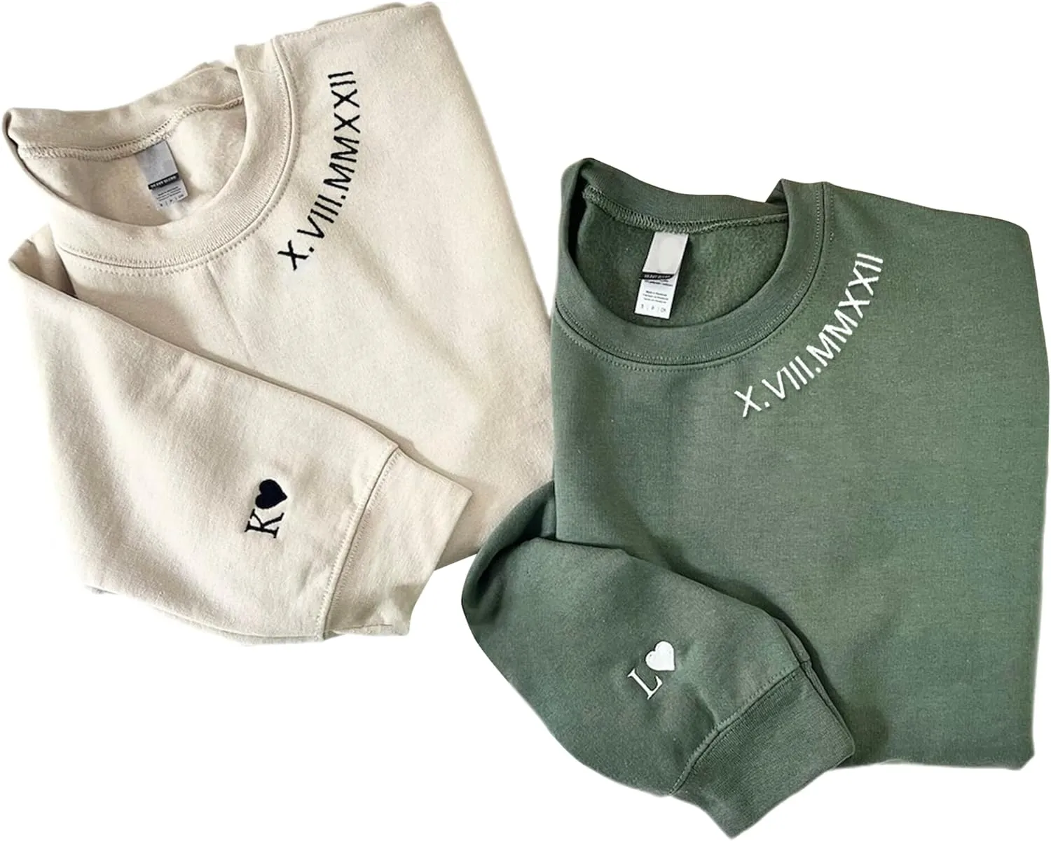 NAZENTI Custom Embroidered Roman Numeral Sweatshirt, Unisex Apparel, Valentine's Day Gift for Couples, Soft Breathable Material