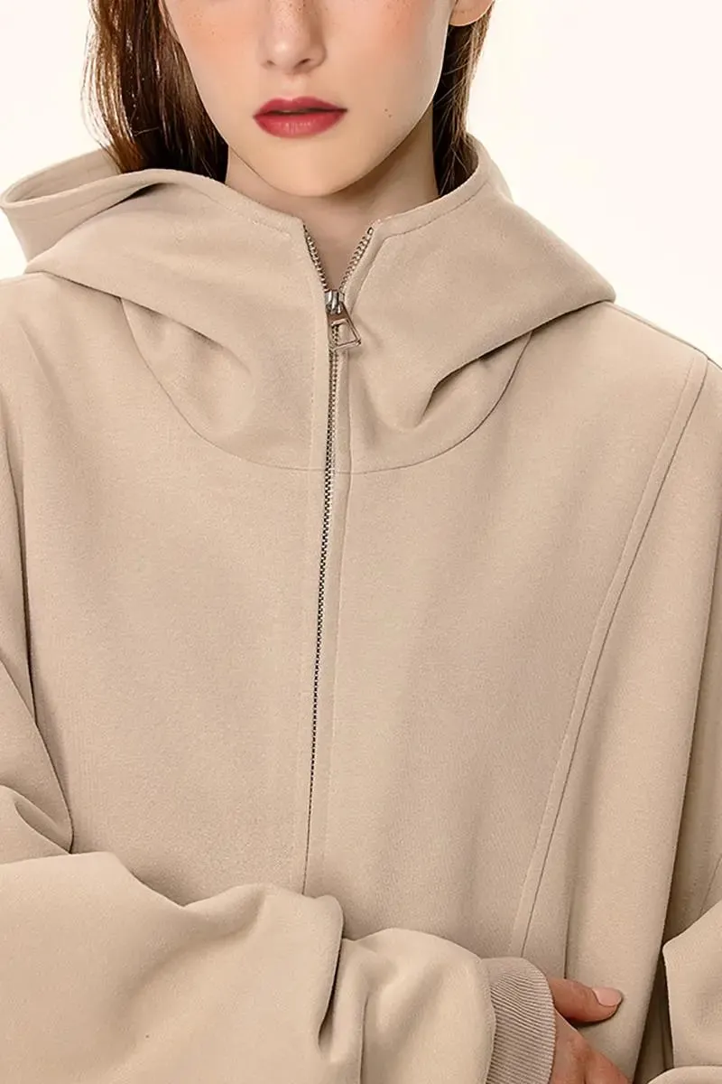Oversized Double Zipper Funnel Neck Hoodie