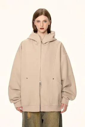 Oversized Double Zipper Funnel Neck Hoodie