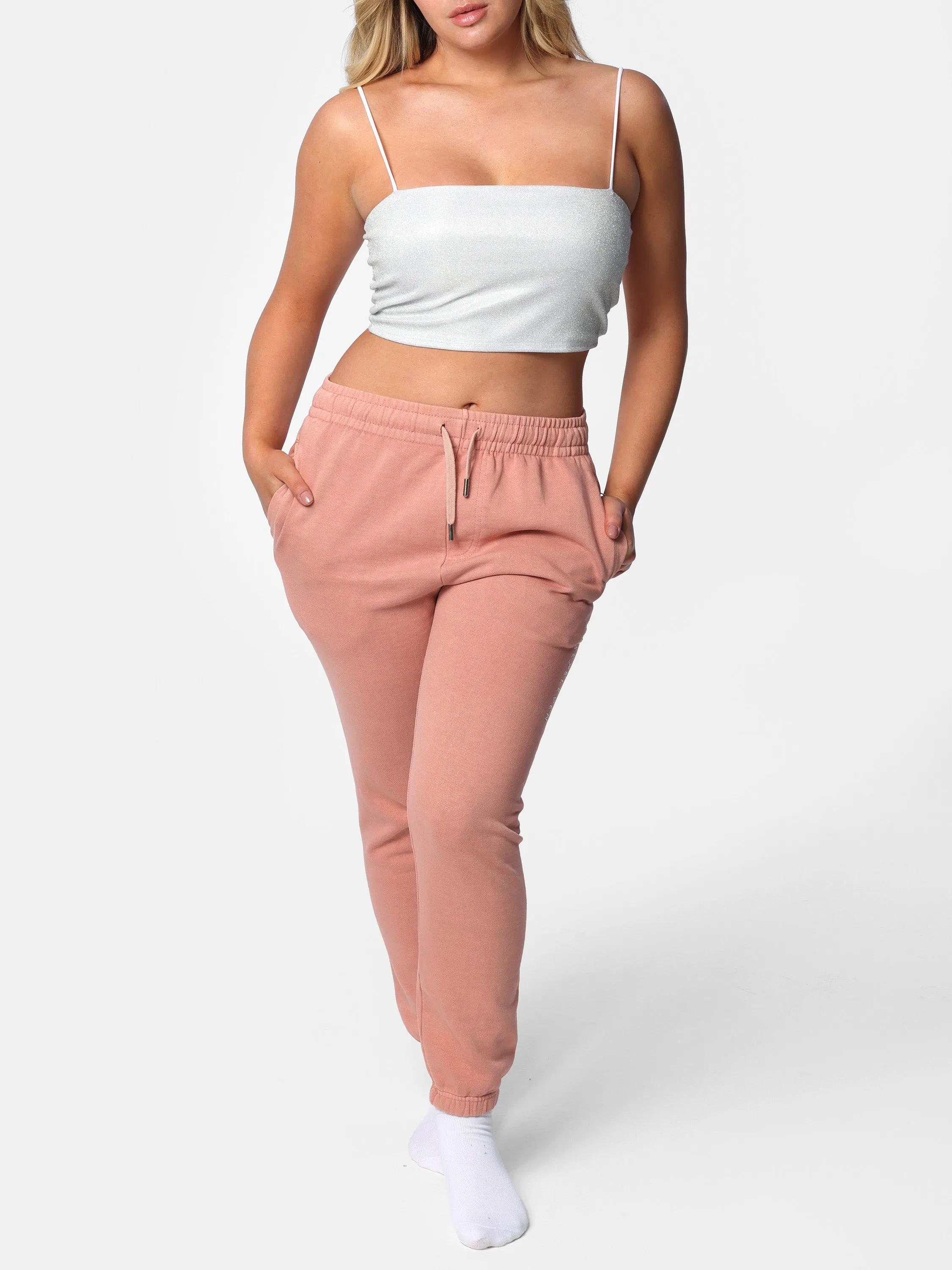 Pink Peach Bedazzled Joggers