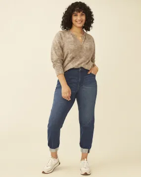 Plus Size Theodora French Terry Denim Pant | Medium Wash