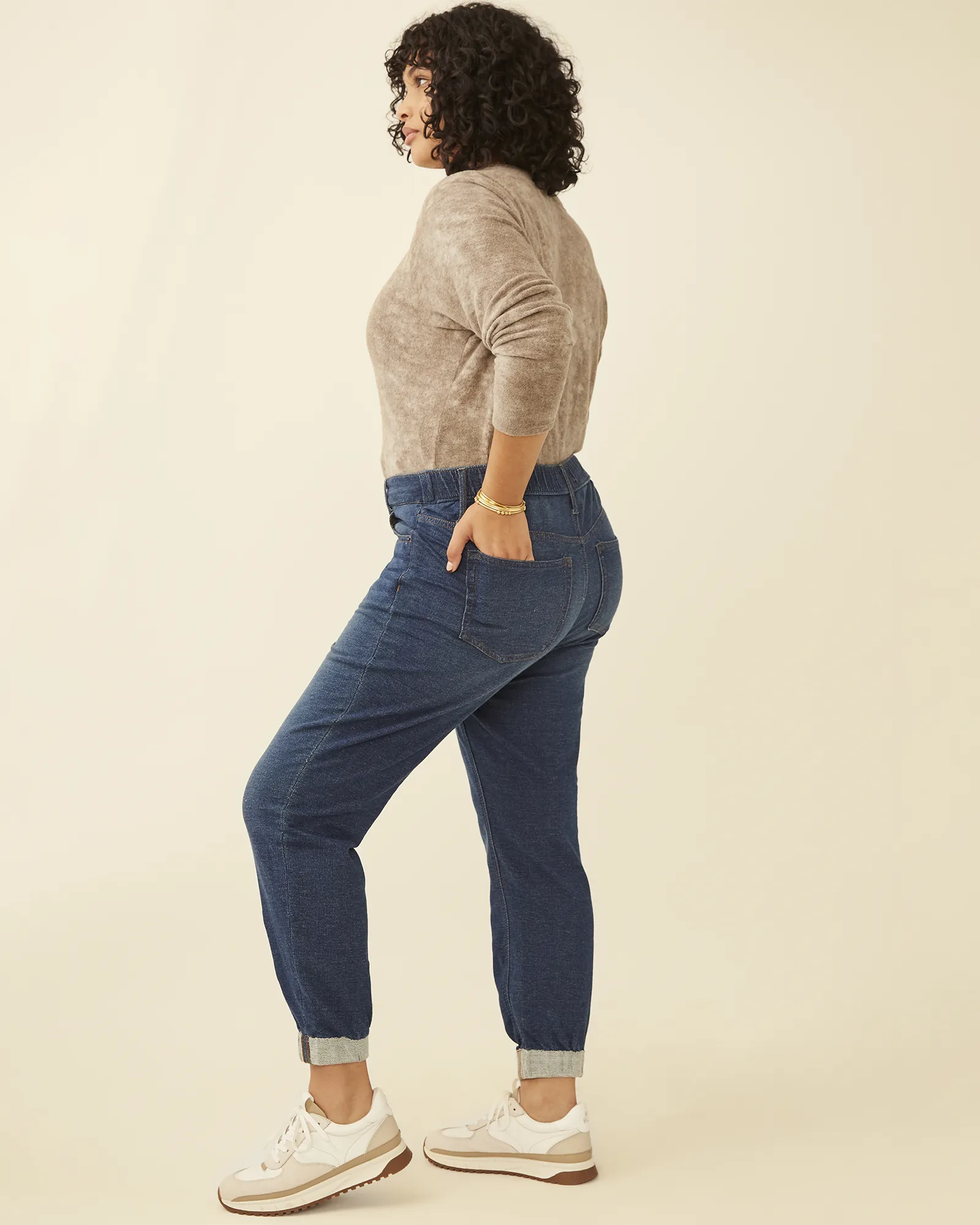 Plus Size Theodora French Terry Denim Pant | Medium Wash