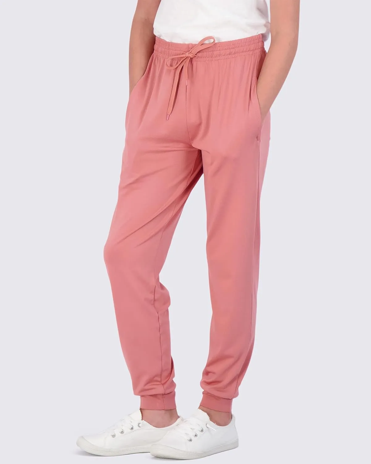 Real Essentials 3 Pack: Girls' Dry-Fit Jogger Sweatpants Soft Active Athletic Kids Joggers with Pockets & Drawstring