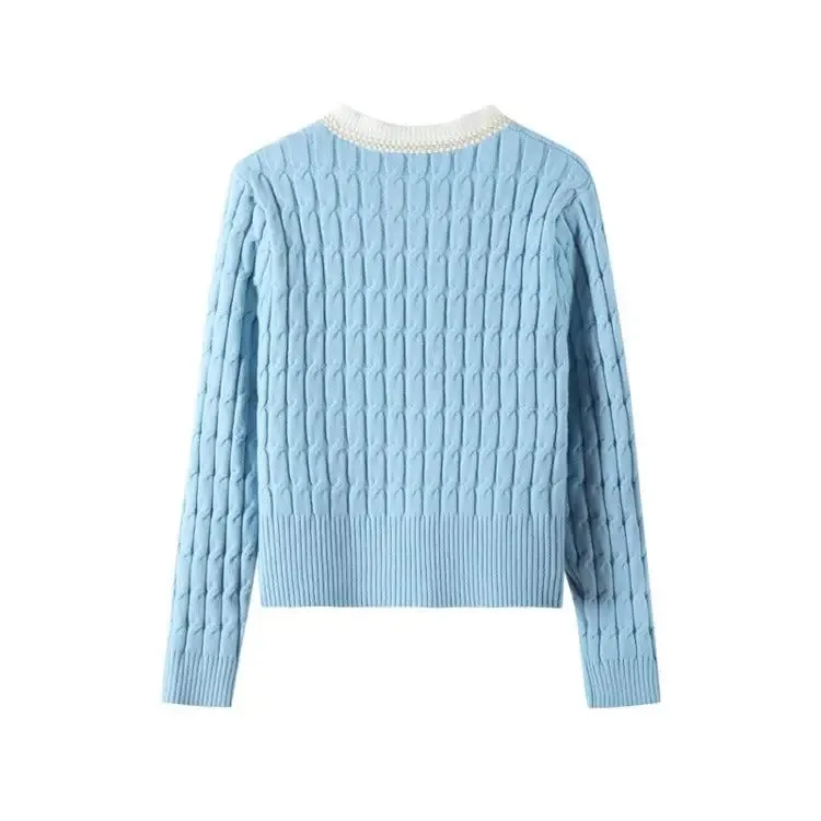 Round Neck Loose Knit Cardigan