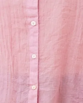 Roxanne Oversized Semi-Sheer Shirt Blouse Solid | Pink