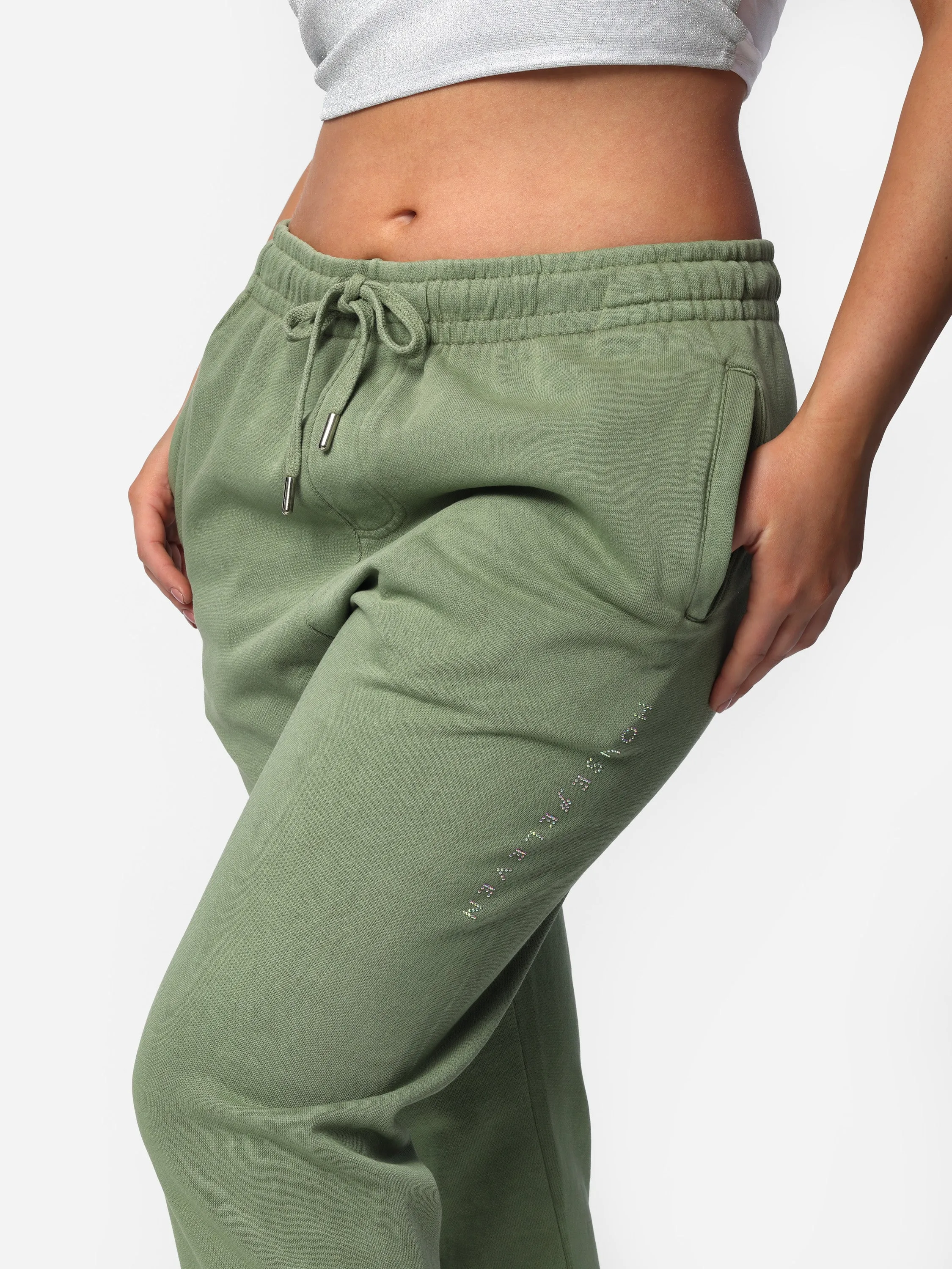 Sage Green Bedazzled Joggers