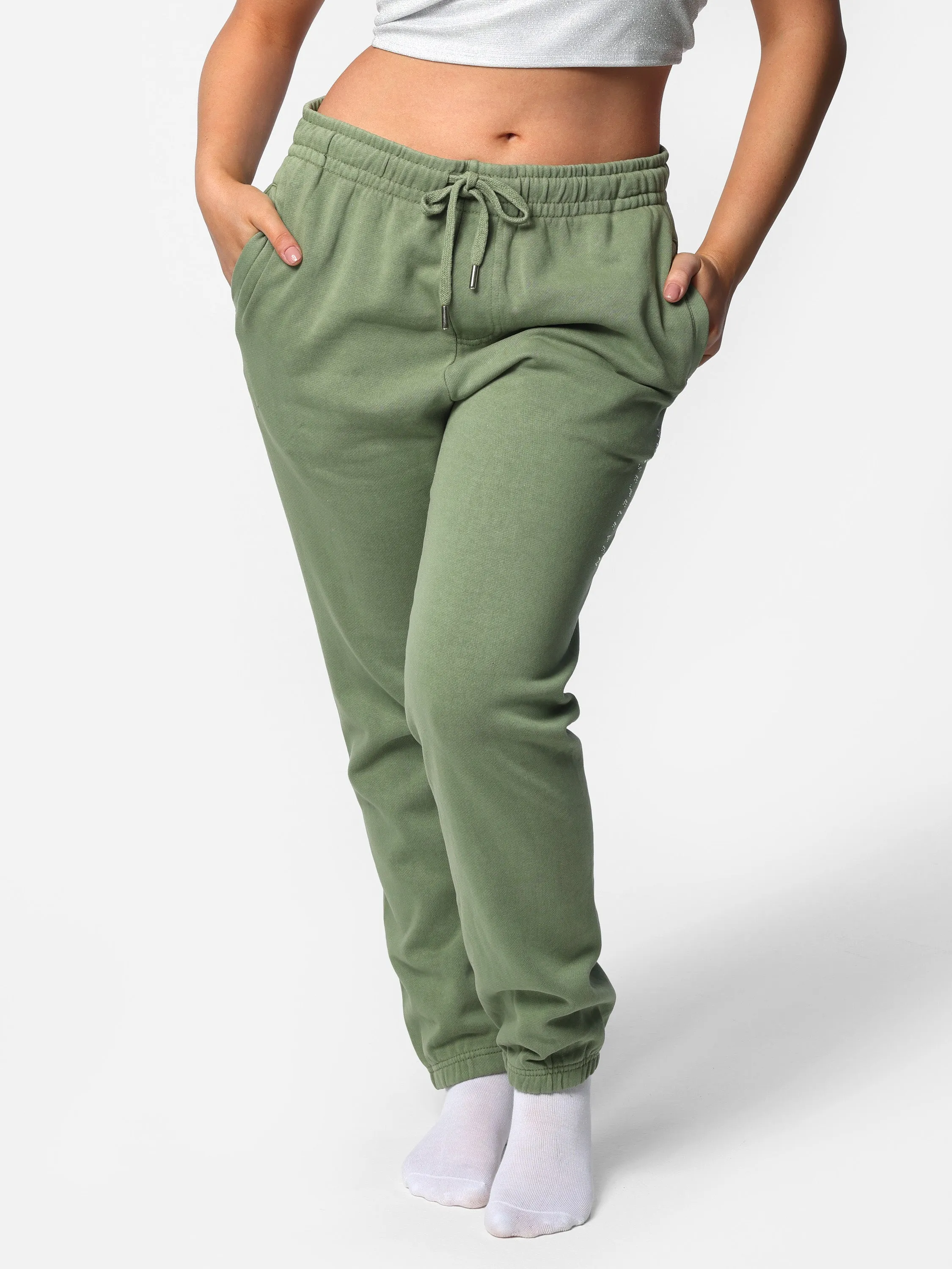 Sage Green Bedazzled Joggers