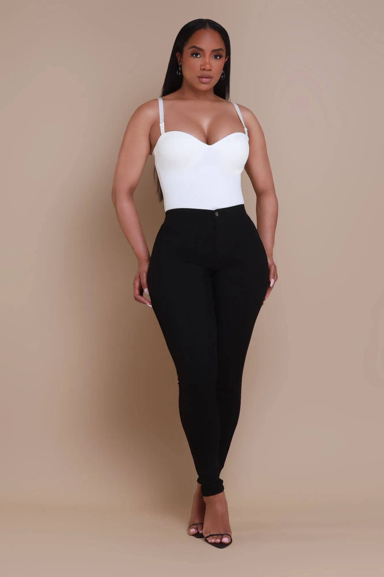 Super Swank High Waist Stretchy Jeans - Black