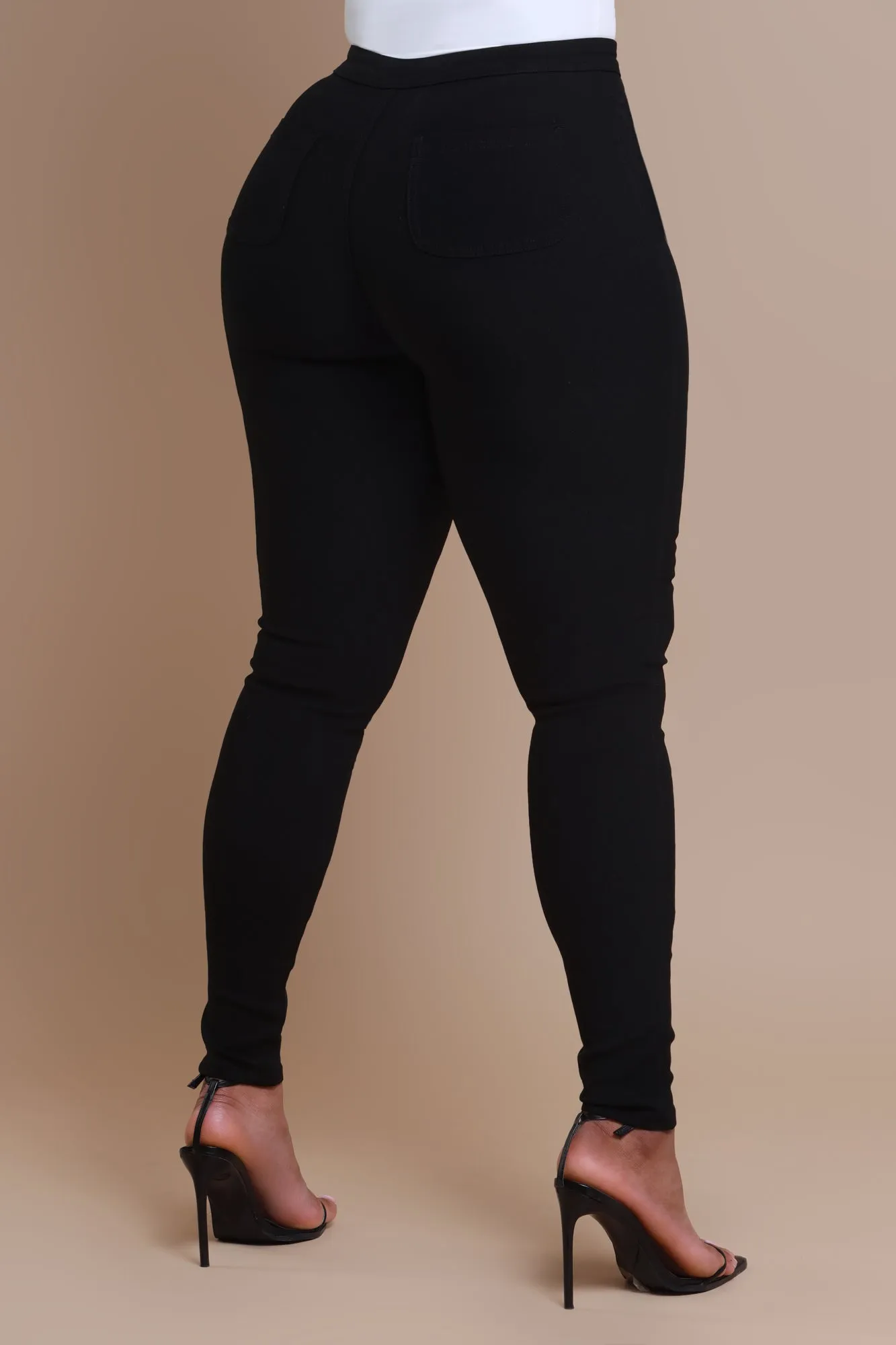 Super Swank High Waist Stretchy Jeans - Black