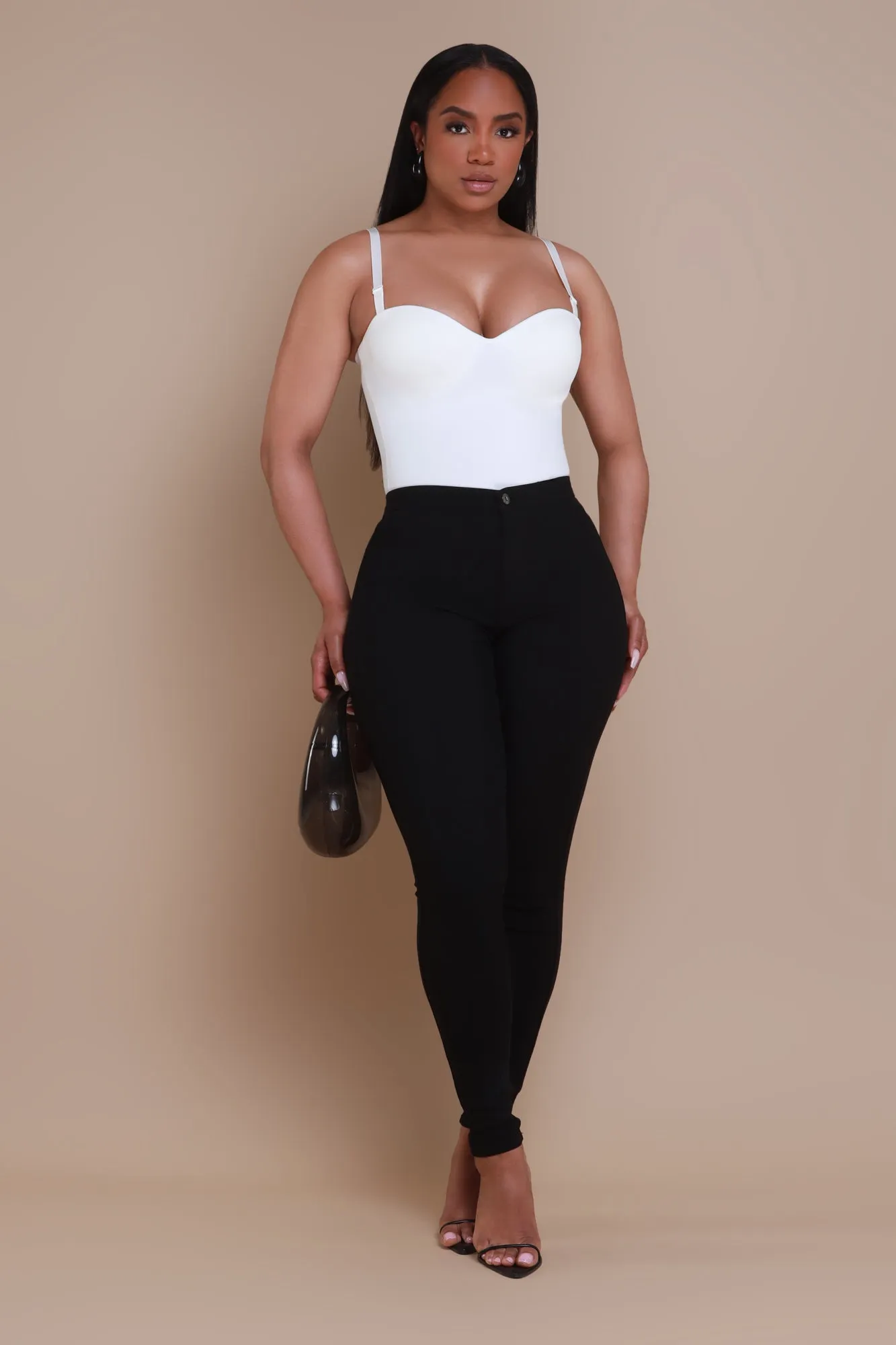 Super Swank High Waist Stretchy Jeans - Black