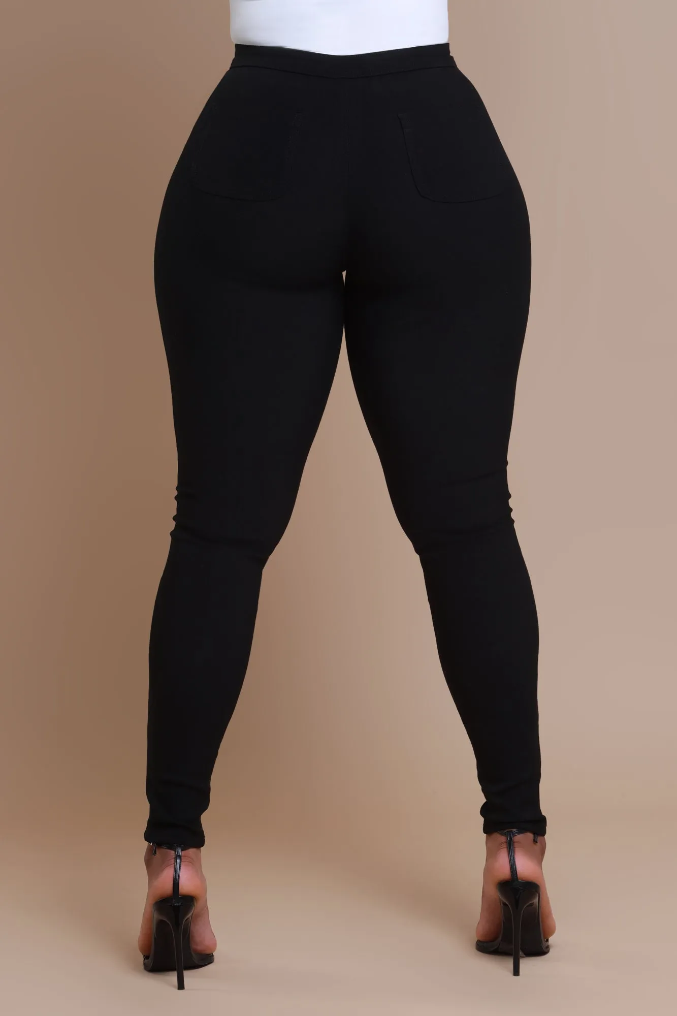 Super Swank High Waist Stretchy Jeans - Black
