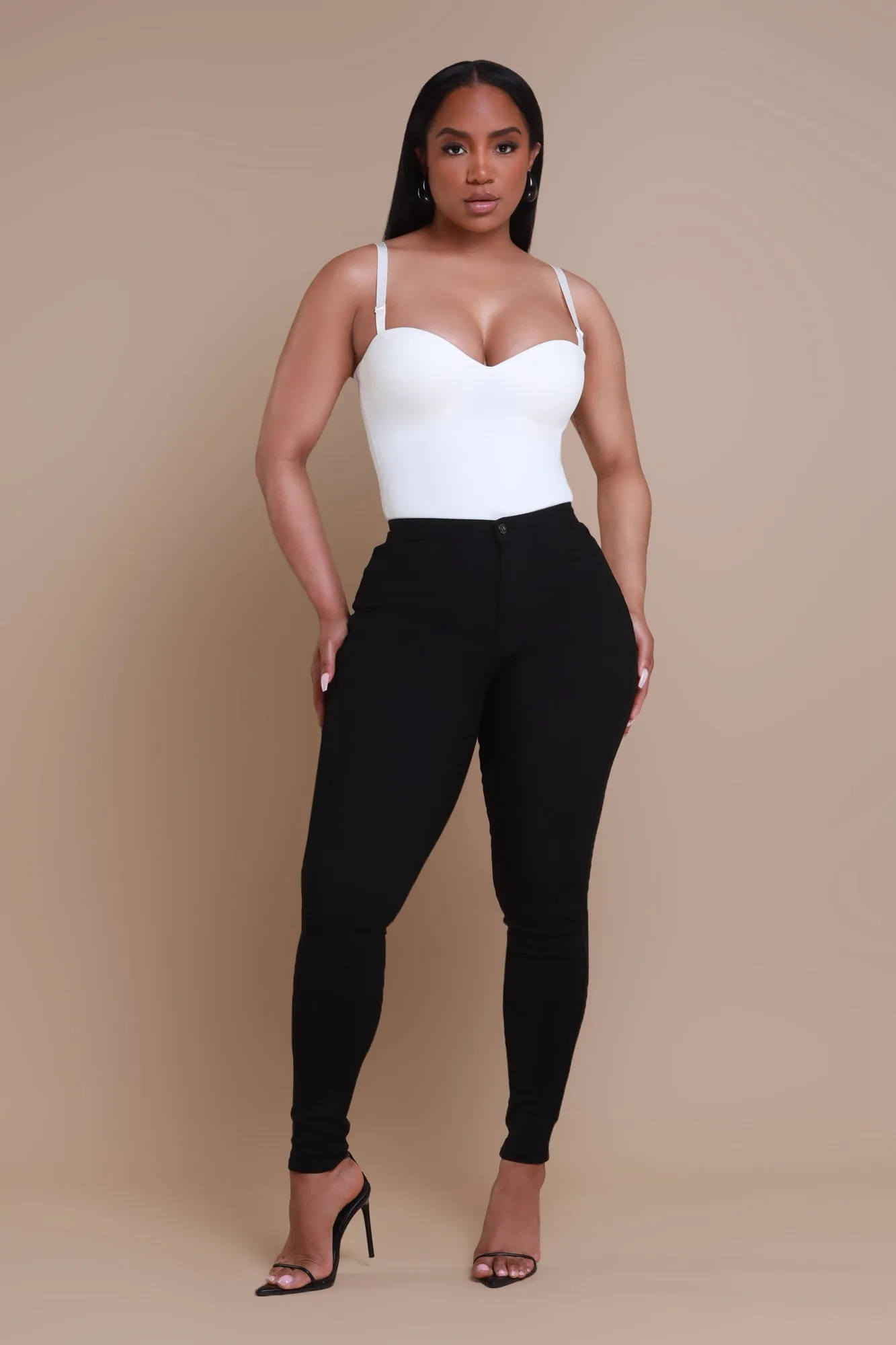 Super Swank High Waist Stretchy Jeans - Black