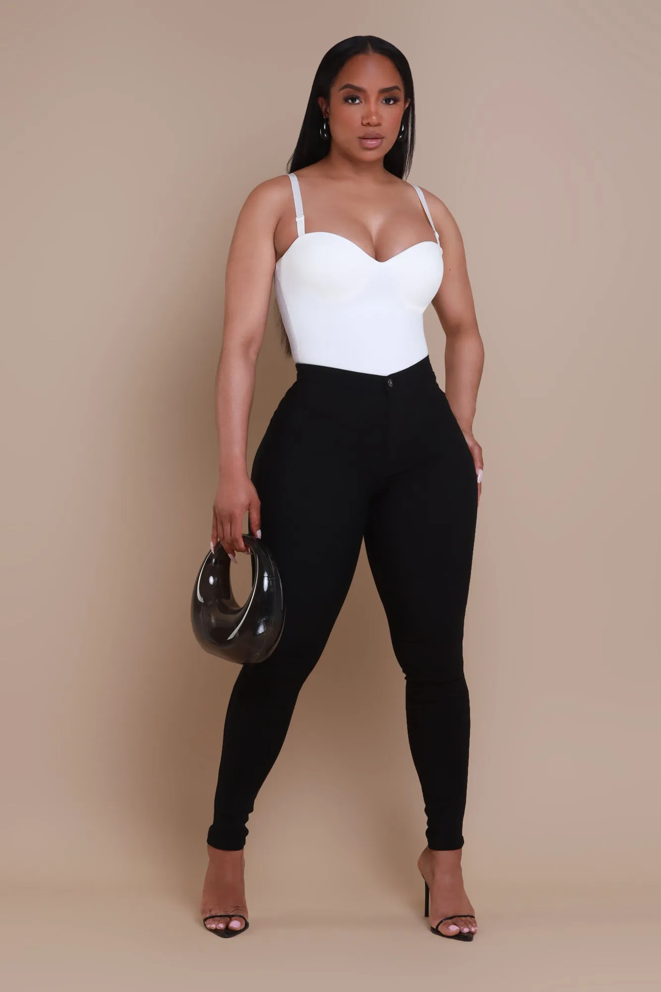 Super Swank High Waist Stretchy Jeans - Black