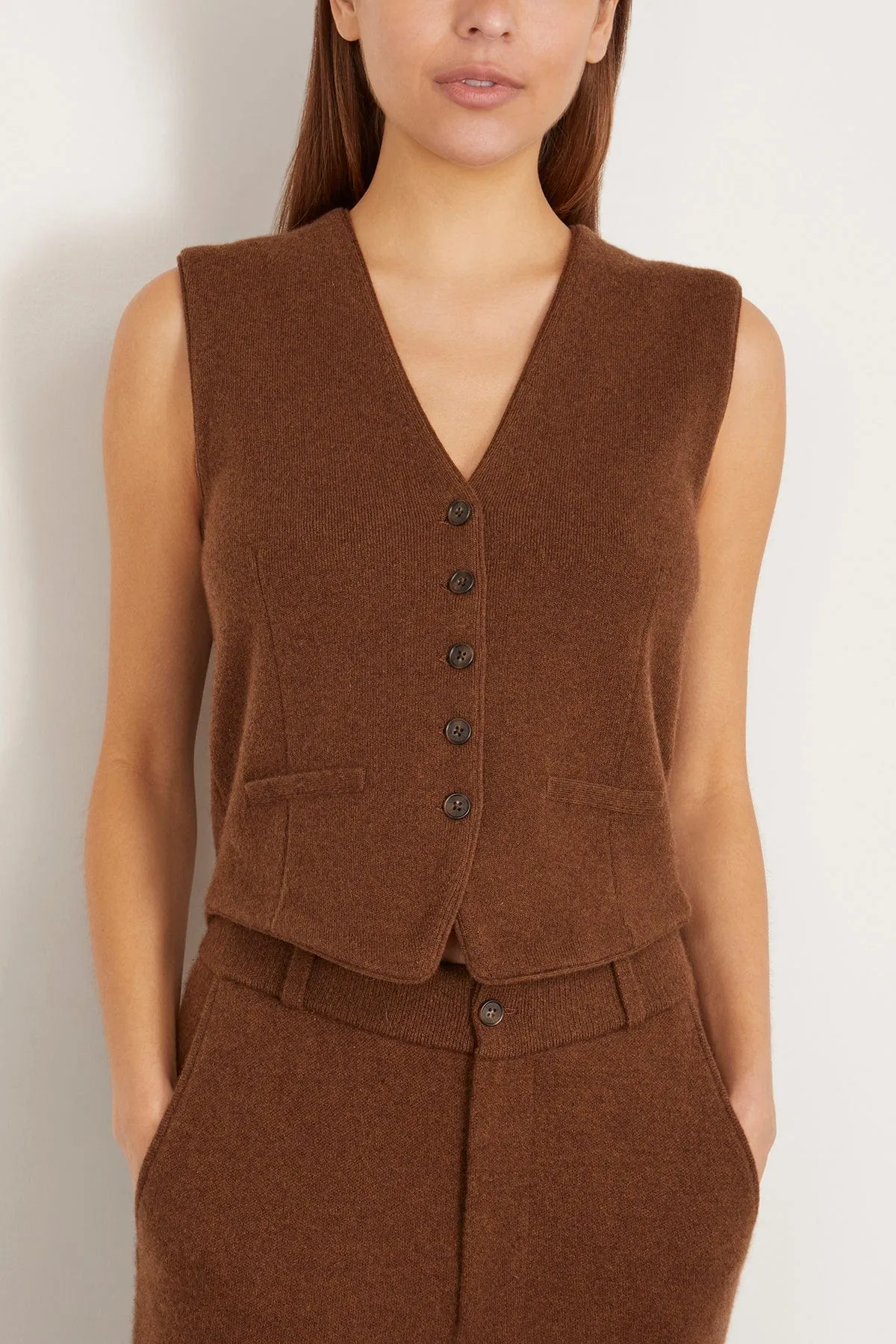 Tailored Vest in Chestnut