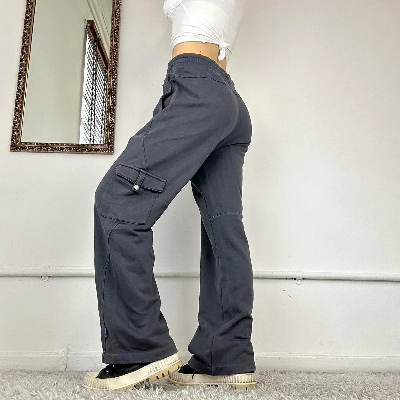 wide leg 00's adidas cargo joggers