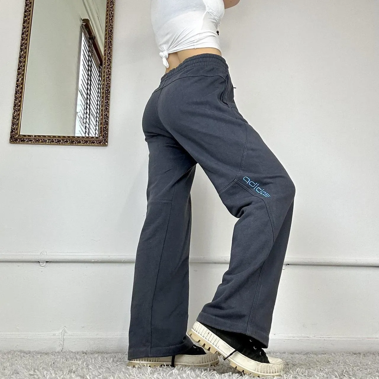 wide leg 00's adidas cargo joggers