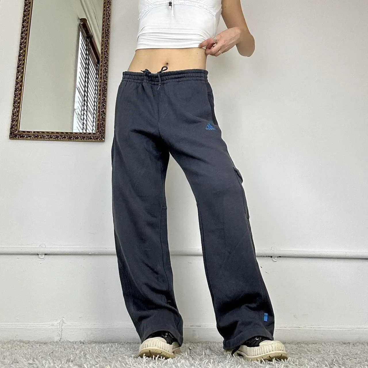 wide leg 00's adidas cargo joggers