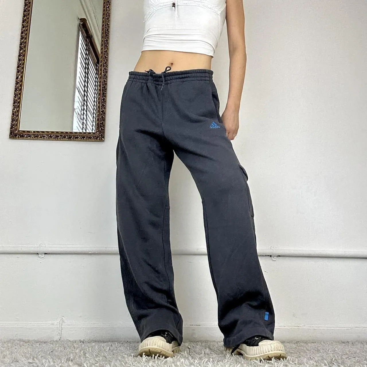 wide leg 00's adidas cargo joggers