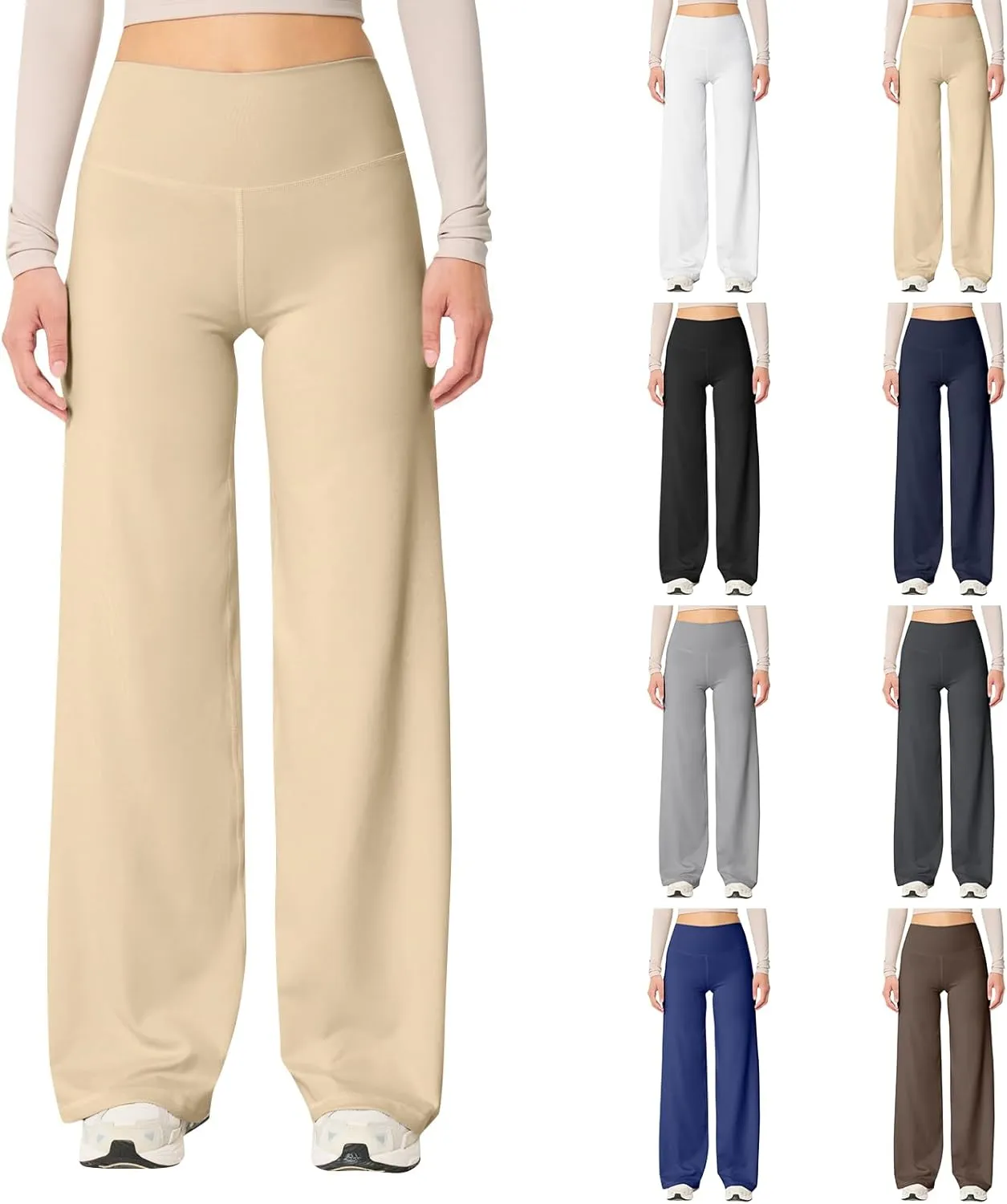 Wide Leg Yoga Pants for Women Stretch High Waisted Yoga Pants Baggy Soft Tummy Control Leggings Palazzo Pants