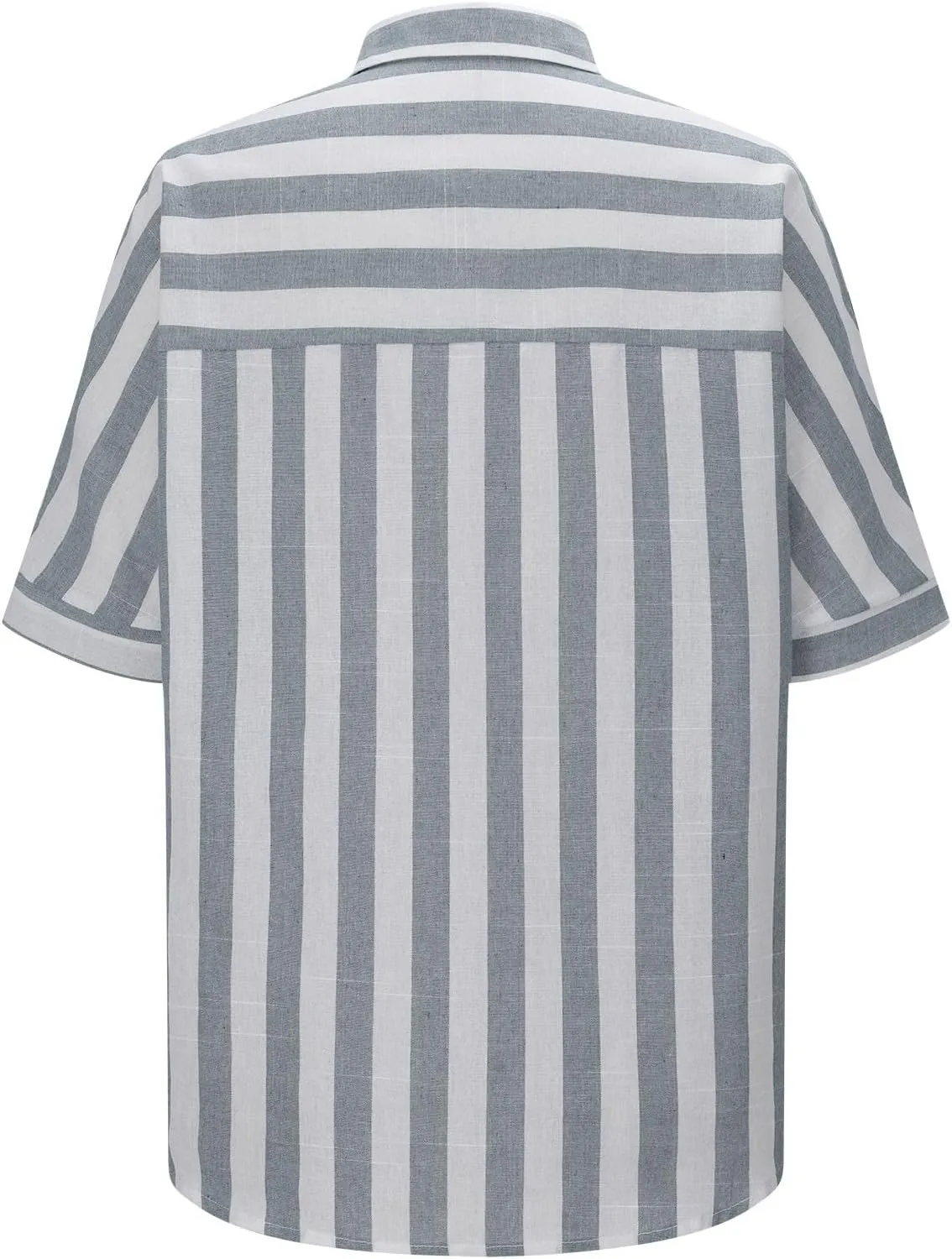 Women Button Down Striped Shirts Cotton Linen Summer Blouse Collared Short Sleeve Comfy Tops Work Office Wear Clothing