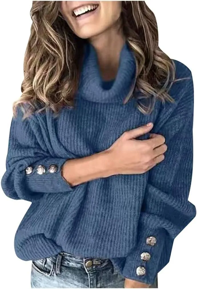 Women Coats Pullover Loose Women Sleeve Button Knitted Turtleneck Sweater Red Leather Jacket Women Ladies Coats